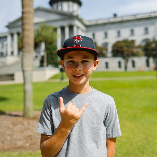 Kids Black + Garnet South Carolina Palmetto Snapback