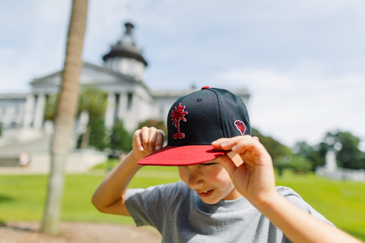 Kids Black + Garnet South Carolina Palmetto Snapback