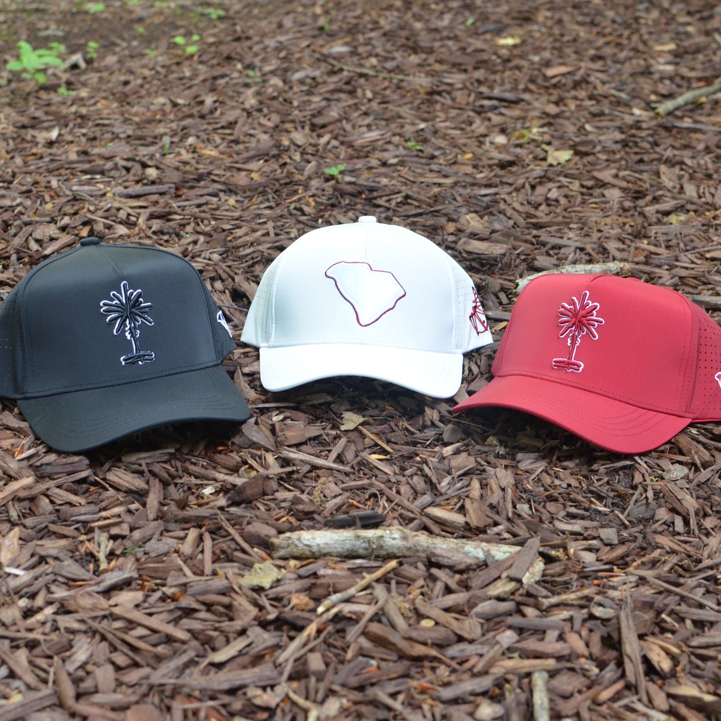 Curved Garnet South Carolina Palmetto Tree Embroidered Snapback