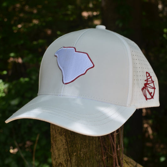 Curved White South Carolina State Snapback Hat