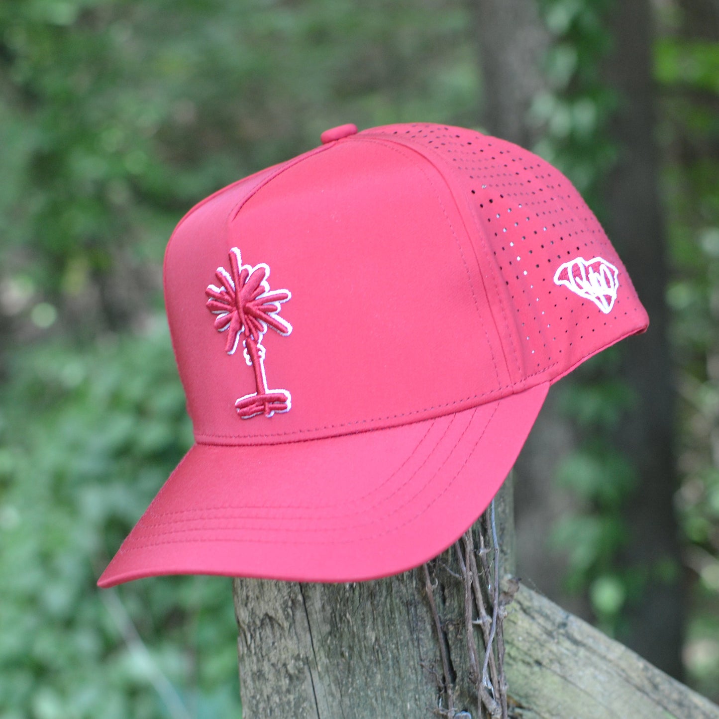 Curved Garnet South Carolina Palmetto Tree Embroidered Snapback