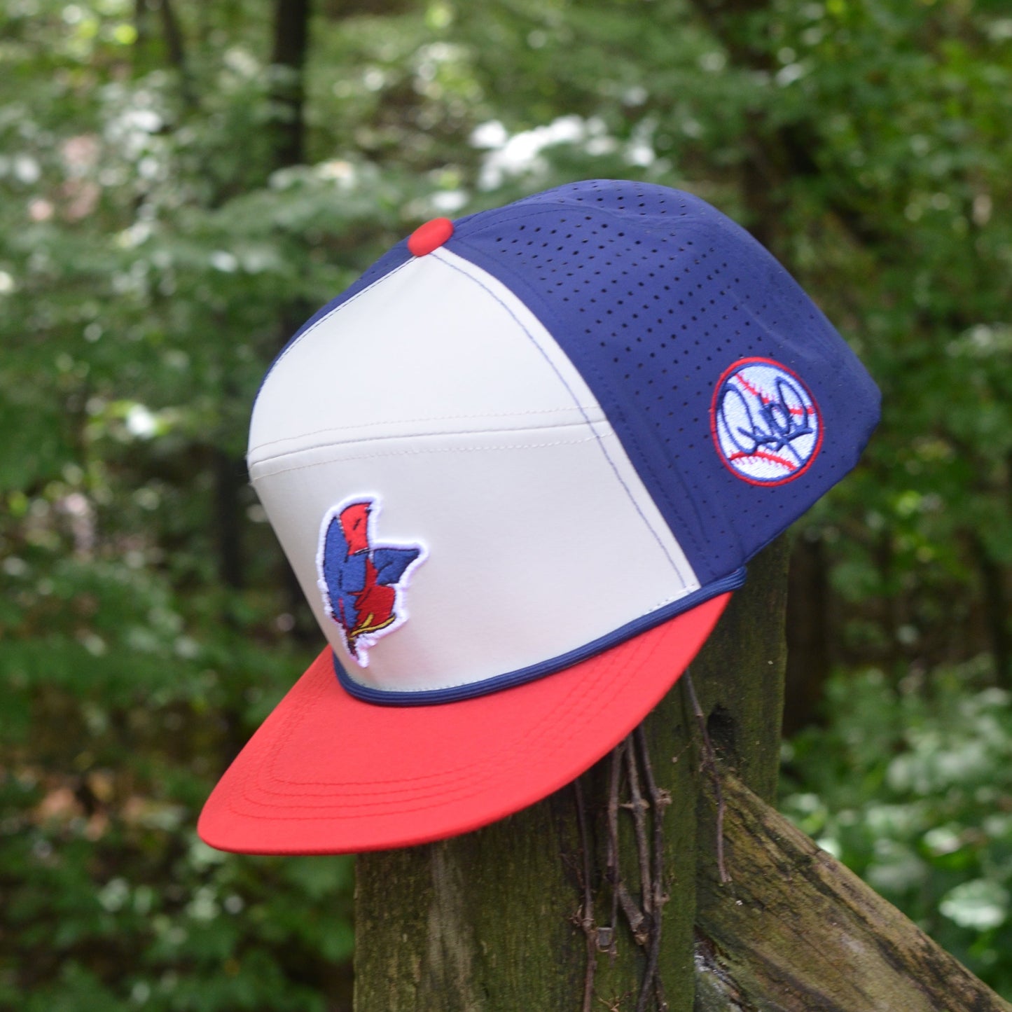 Atlanta Georgia Feather Red White Blue Snapback Rope Hat