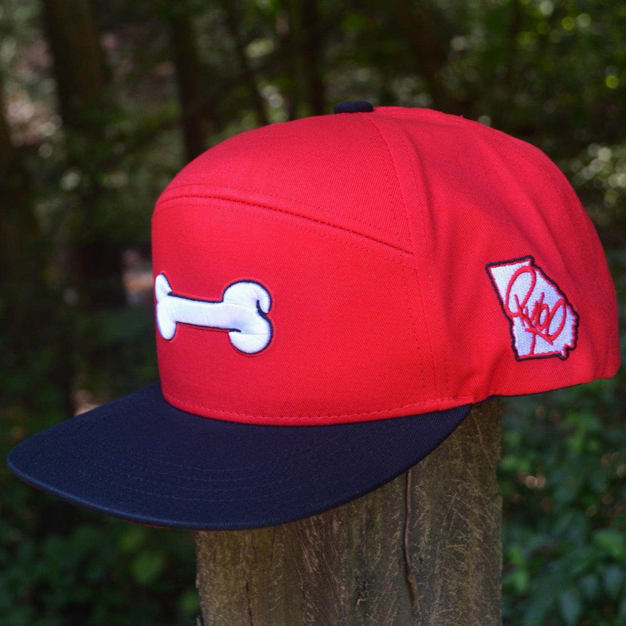 Red Georgia Dog Bone Snapback Hat