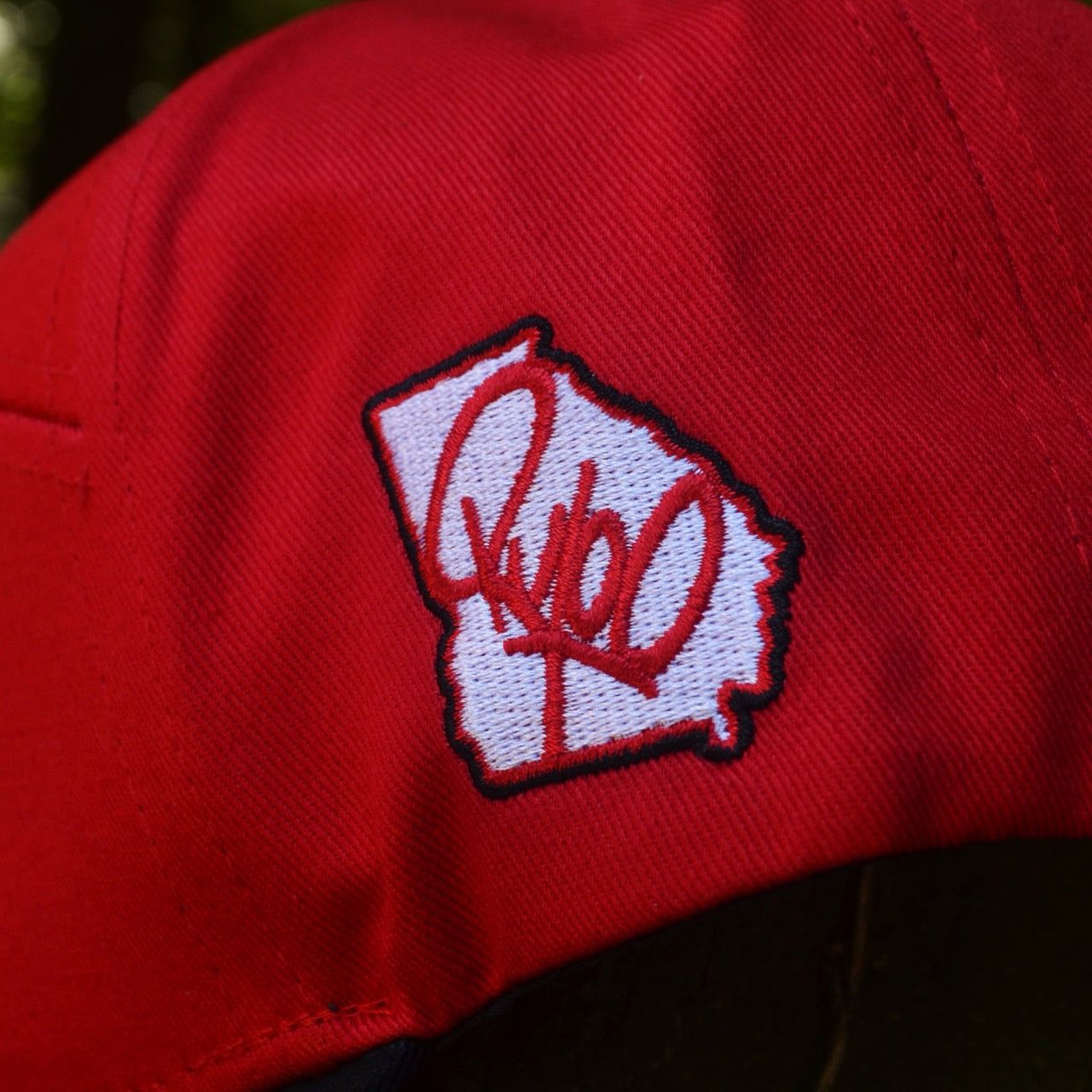 Red Georgia Dog Bone Snapback Hat
