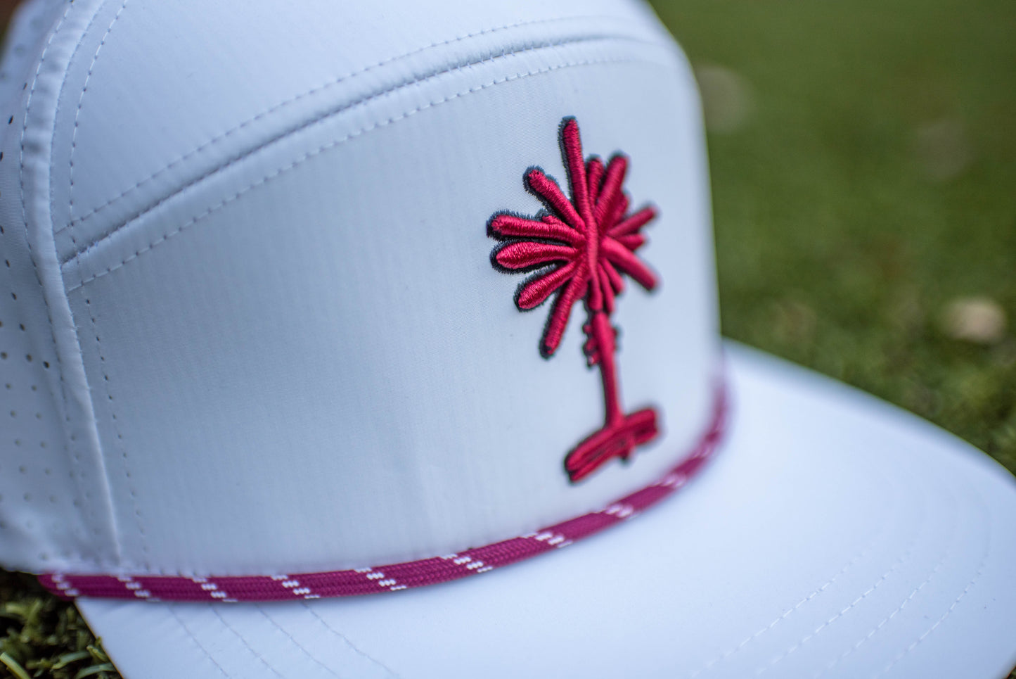 White South Carolina Palmetto Tree Embroidered Snapback