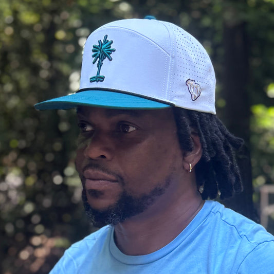 White/Teal SC Teal Palmetto Snapback