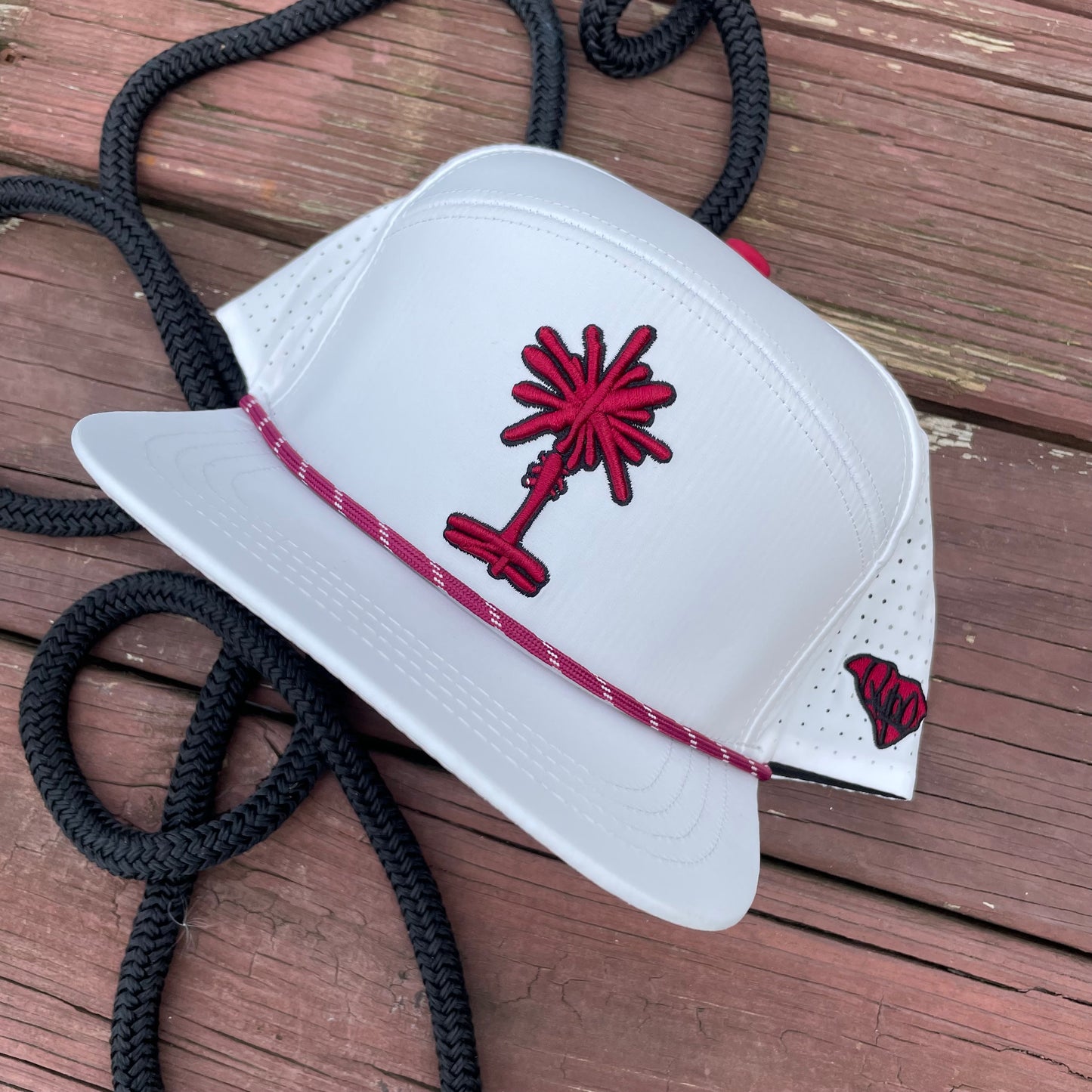White South Carolina Palmetto Tree Embroidered Snapback