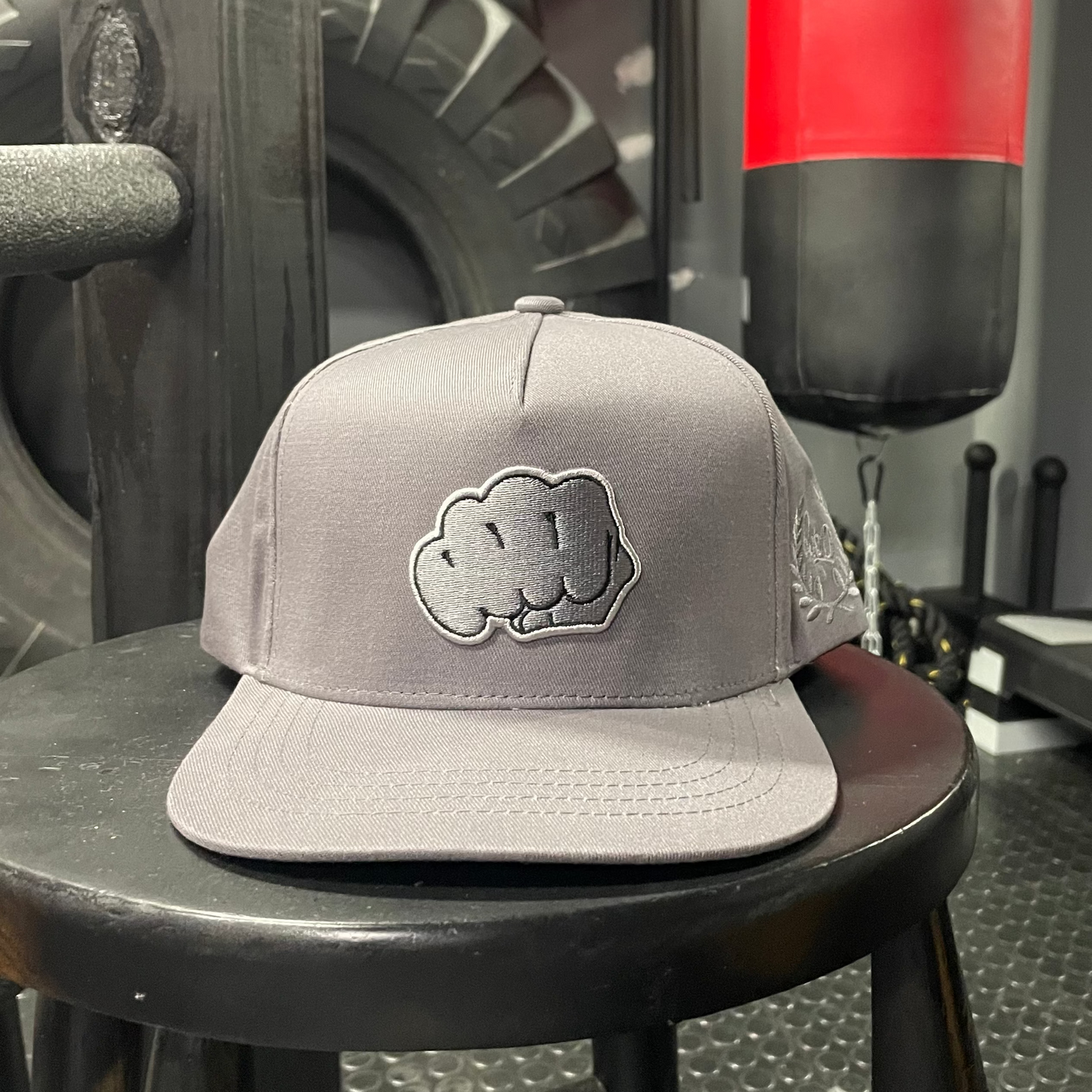 Curved Grey Boxing/MMA Cotton Snapback Hat