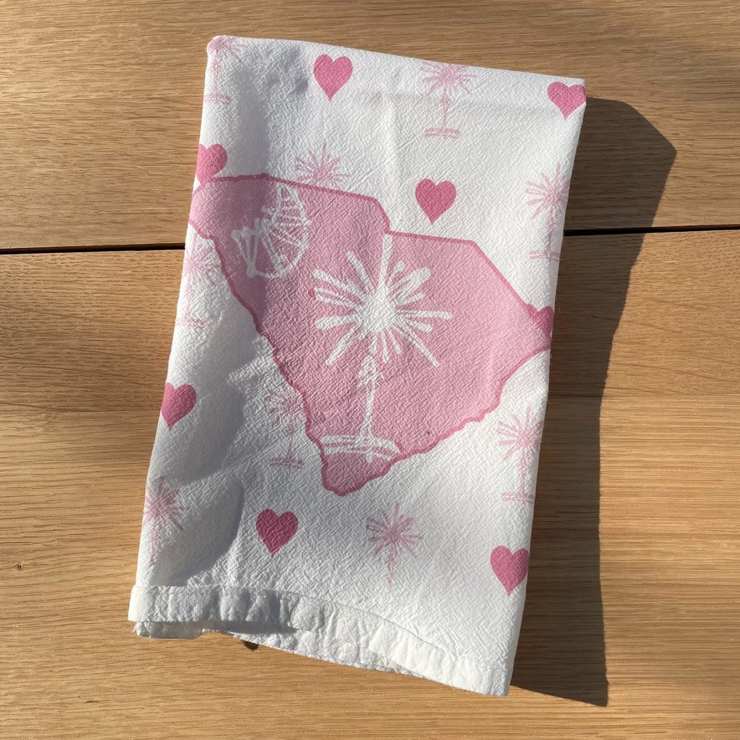 Valentine's Day South Carolina Palmetto Tree Love Hearts Kitchen Bar Towels Gift