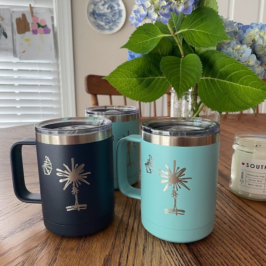 Stainless Steel South Carolina Palmetto Tree Travel Mug
