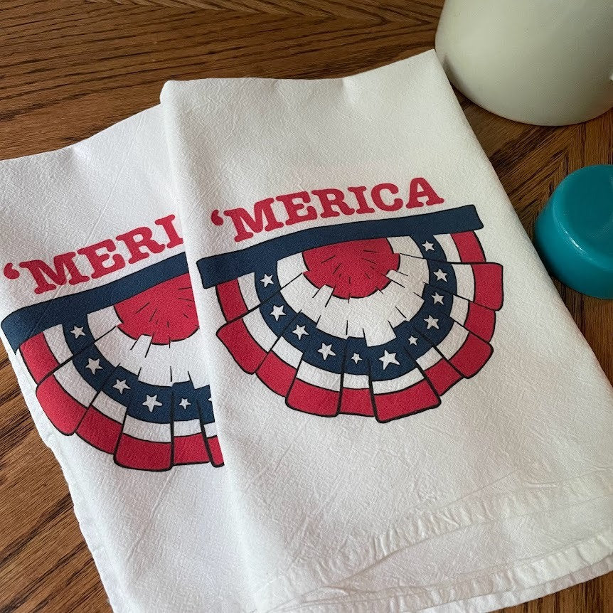 USA American Flag 'MERICA Kitchen Towel Patriotic Americana Old Glory