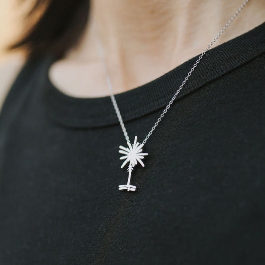 South Carolina Palmetto Tree Necklace Pendant Sterling Silver Women's Gift Jewelry Mothers Day Teacher