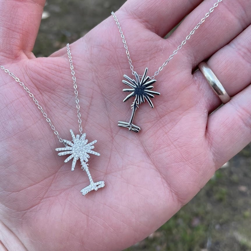 South Carolina Palmetto Tree Necklace Pendant Sterling Silver Women's Gift Jewelry Mothers Day Teacher