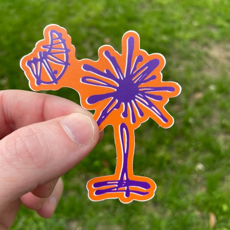 JUMBO South Carolina Orange & Purple Palmetto Tree Sticker