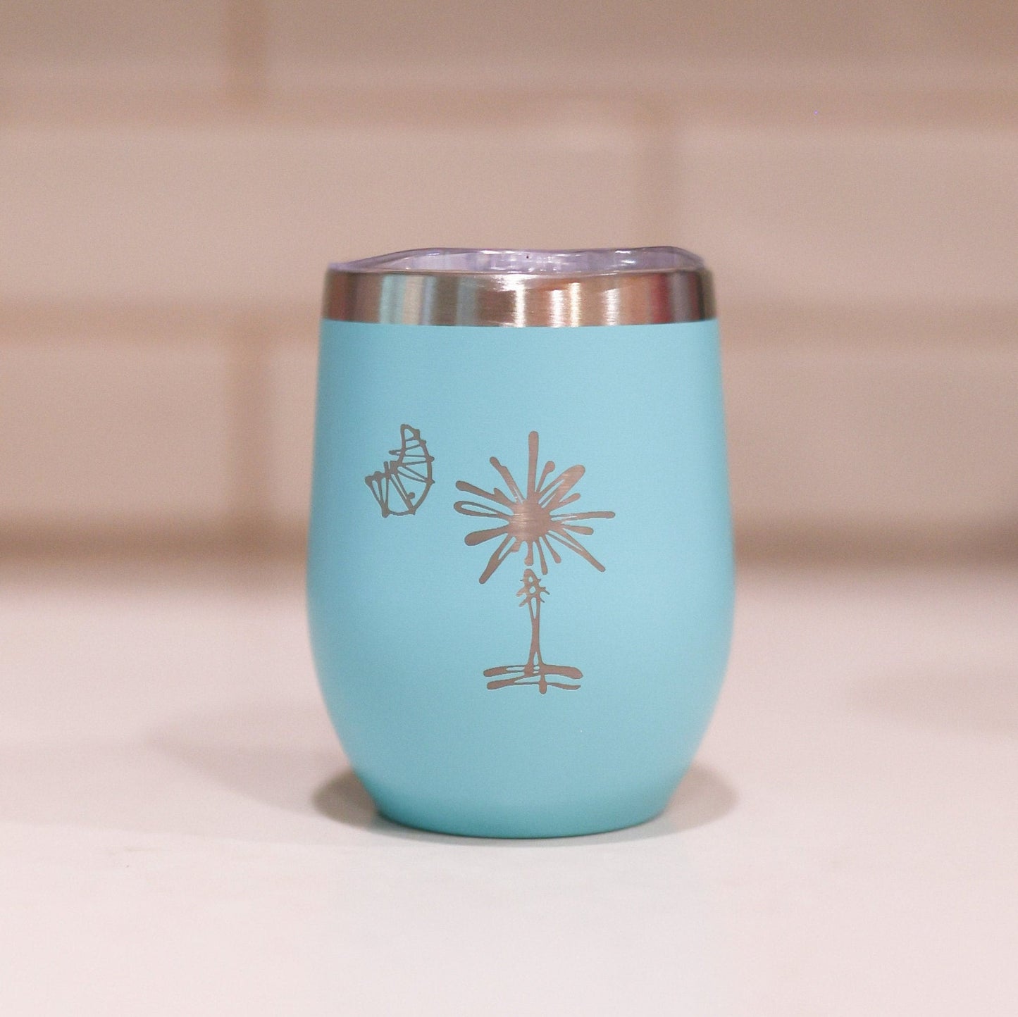 12oz Stainless Steel South Carolina Palmetto Tree Wine Tumblers | Gifts Home Wedding Bachelor Bachelorette