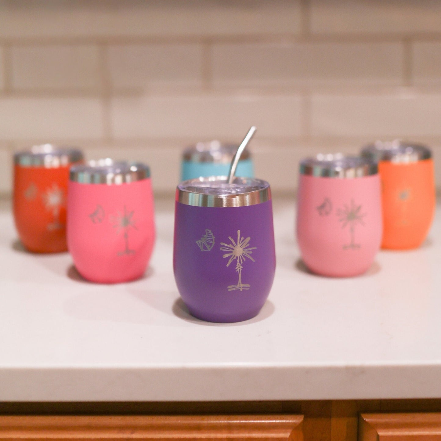 12oz Stainless Steel South Carolina Palmetto Tree Wine Tumblers | Gifts Home Wedding Bachelor Bachelorette