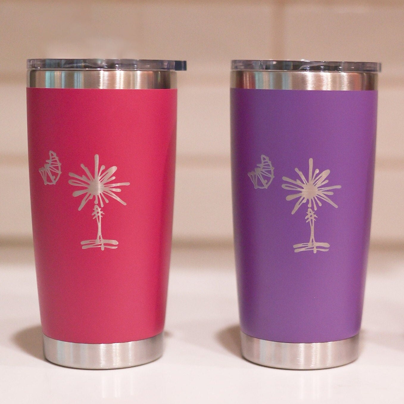 20oz Stainless Steel South Carolina Palmetto Tree Tumblers | Gifts Home Wedding Bachelor Bachelorette