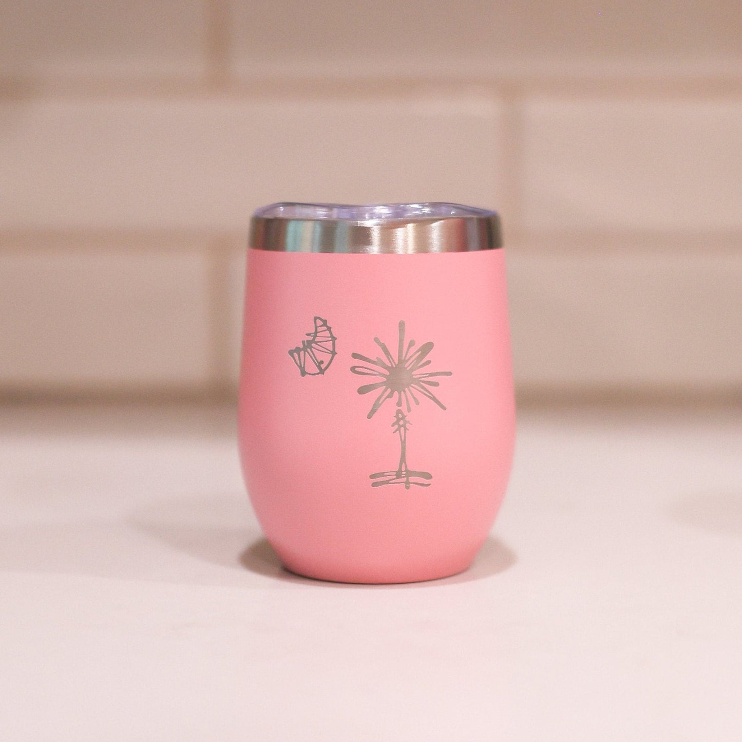 12oz Stainless Steel South Carolina Palmetto Tree Wine Tumblers | Gifts Home Wedding Bachelor Bachelorette