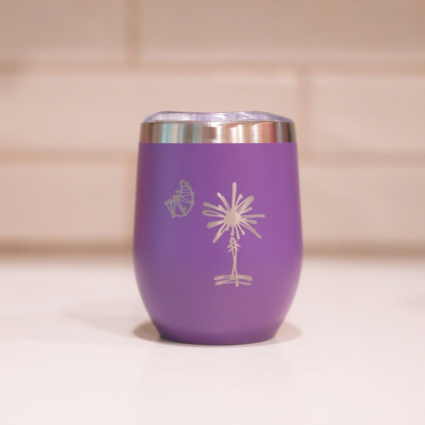 12oz Stainless Steel South Carolina Palmetto Tree Wine Tumblers | Gifts Home Wedding Bachelor Bachelorette
