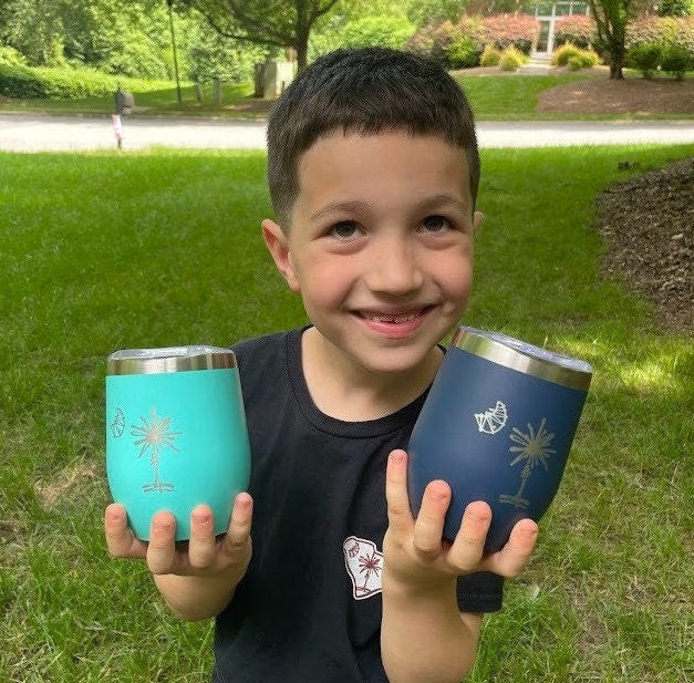 12oz Stainless Steel South Carolina Palmetto Tree Wine Tumblers | Gifts Home Wedding Bachelor Bachelorette