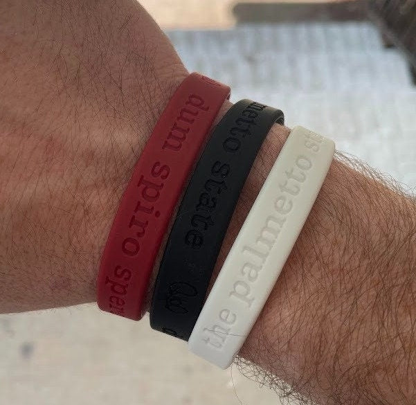 DUM SPIRO SPERO The Palmetto State South Carolina Silicone Wristbands | Garnet Black White