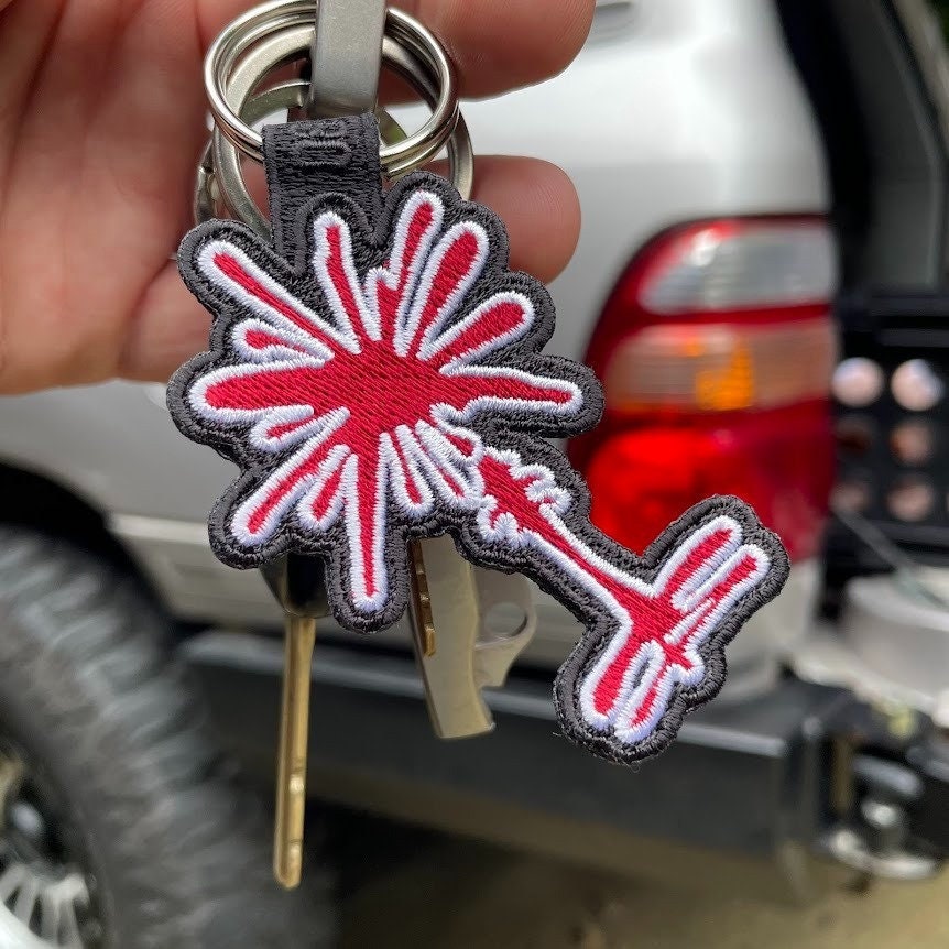 Garnet and Black South Carolina Palmetto Tree Embroidered Keychain