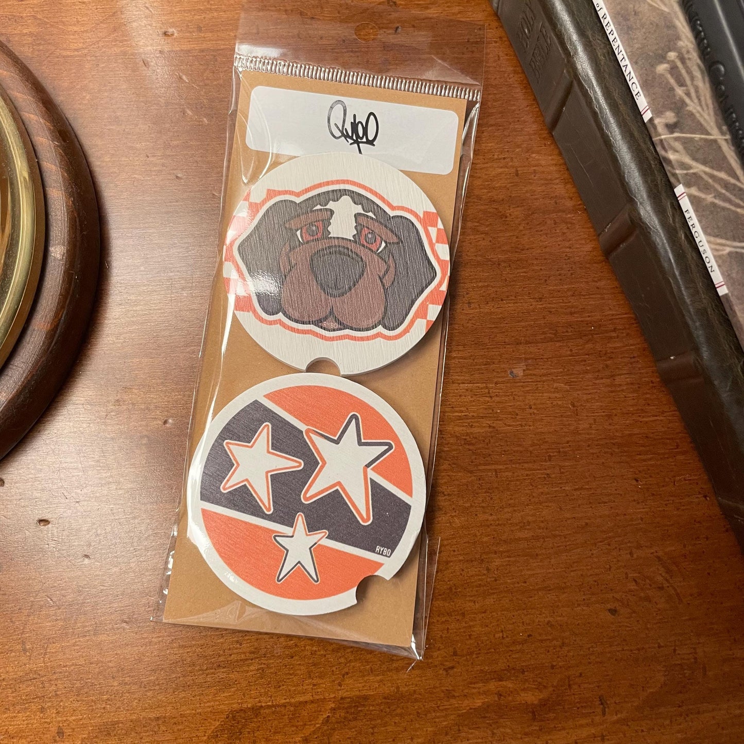 Hound Dog Cute Cartoon Animal Ceramic Car Coaster Set 2-Pack | Tri Star Flag