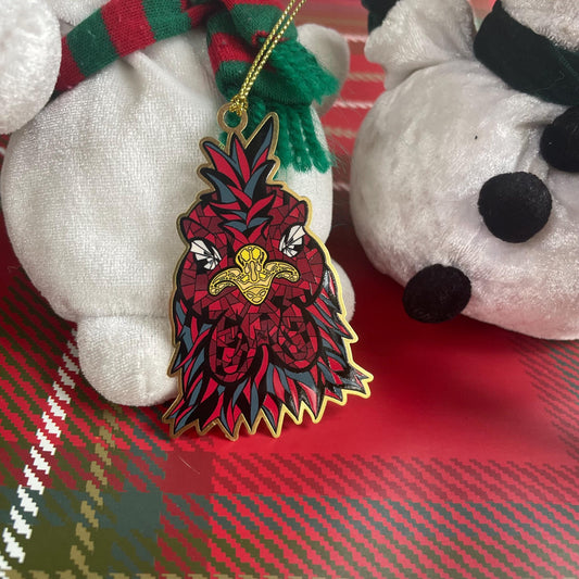 Mosaic Rooster Gold Christmas Ornament | Football Southern Gifts for Her Holiday Gifting