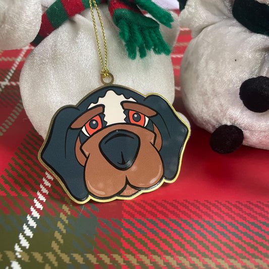 Hound Dog Cute Cartoon Animal Gold Christmas Ornament | Southern Gifts for Her Holiday Gifting Farm Pet