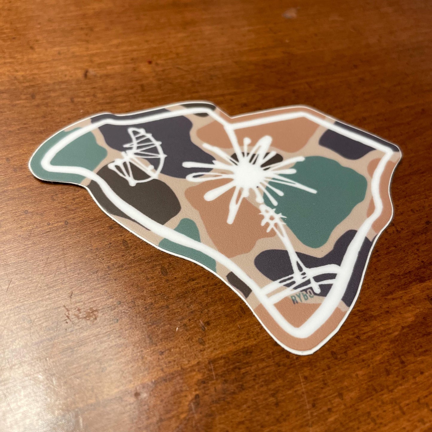 Retro Camo South Carolina Palmetto Tree Stickers Decal Green Khaki Gift