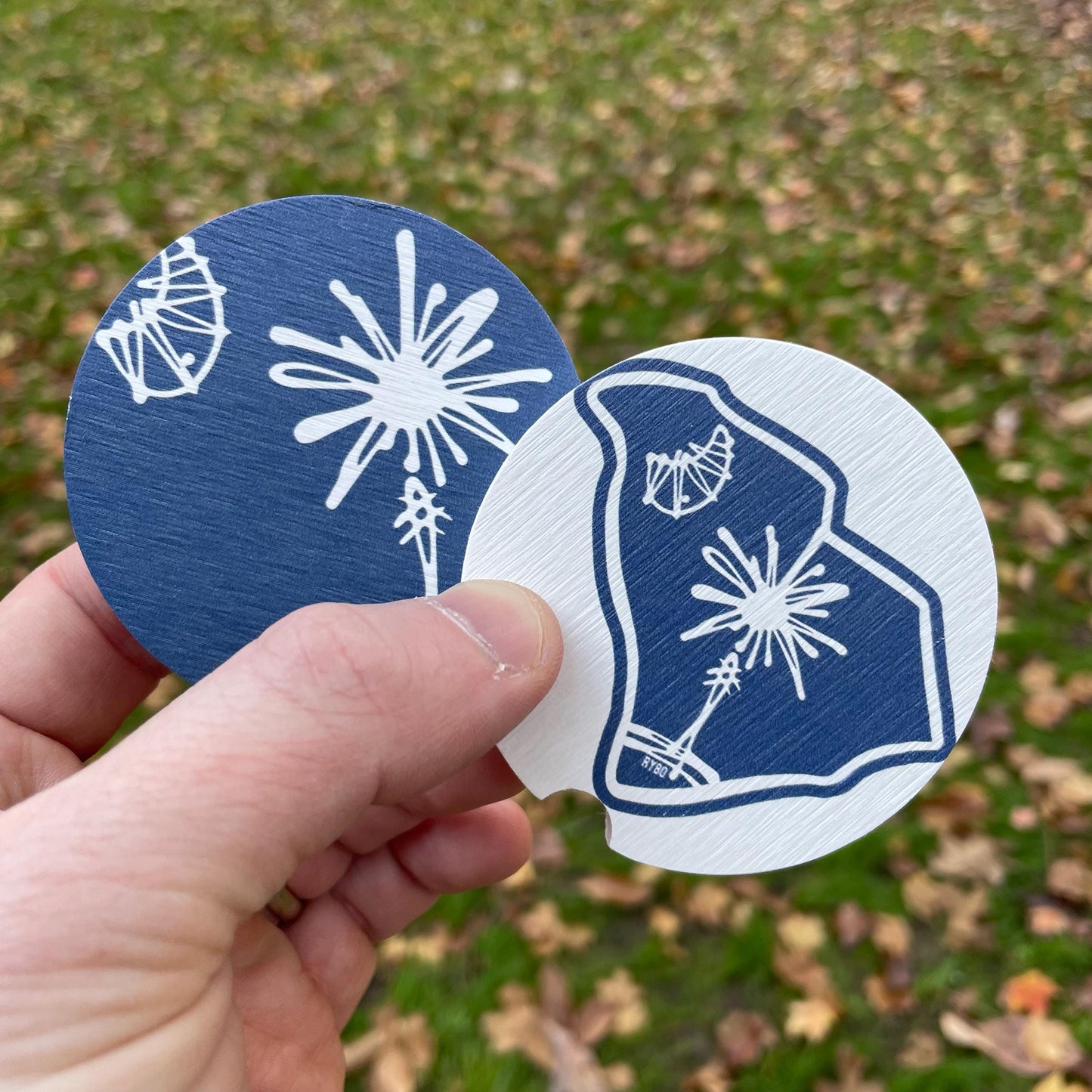 South Carolina Palmetto State Ceramic Car Coaster Set 2-Pack | Gifts for Her Him Accessory