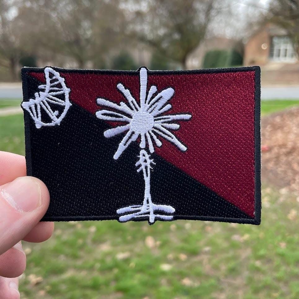 South Carolina Palmetto Tree Iron-On Embroidered Patch | Garnet Black Headliner Morale DIY Craft Flag State