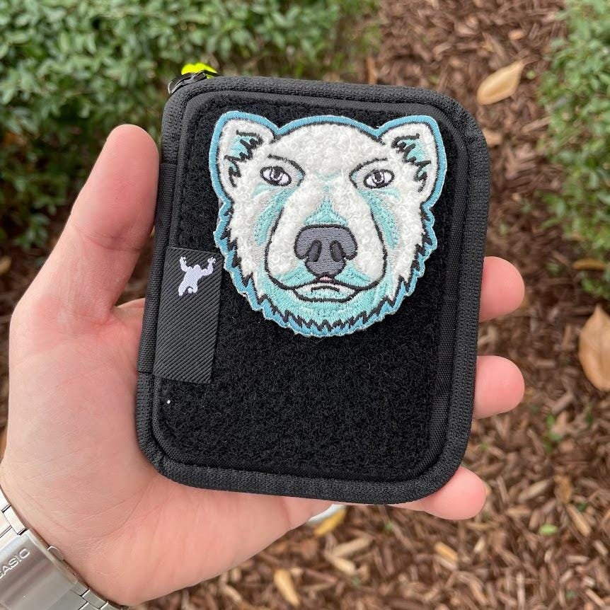 Cute Cartoon Polar Bear Snow Ice Fuzzy Embroidered Iron-On Morale Patch! | Arctic Outdoors Explore Headliner Morale Kids Craft DIY