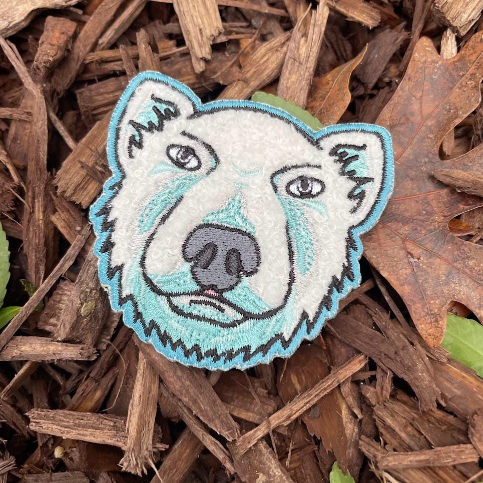 Cute Cartoon Polar Bear Snow Ice Fuzzy Embroidered Iron-On Morale Patch! | Arctic Outdoors Explore Headliner Morale Kids Craft DIY