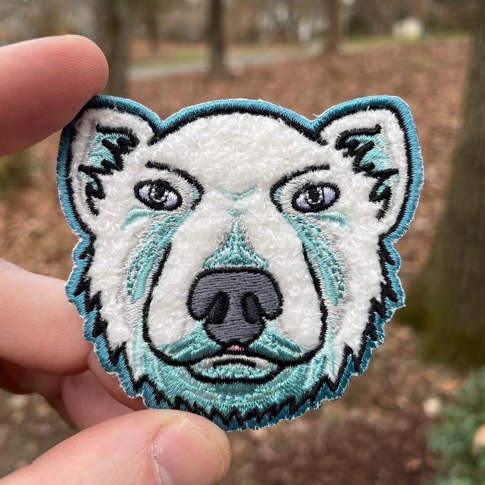 Cute Cartoon Polar Bear Snow Ice Fuzzy Embroidered Iron-On Morale Patch! | Arctic Outdoors Explore Headliner Morale Kids Craft DIY