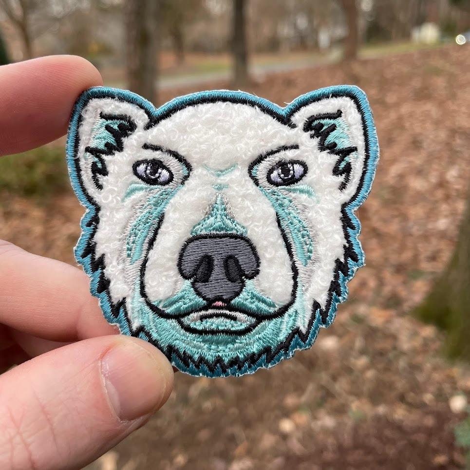 Cute Cartoon Polar Bear Snow Ice Fuzzy Embroidered Iron-On Morale Patch! | Arctic Outdoors Explore Headliner Morale Kids Craft DIY
