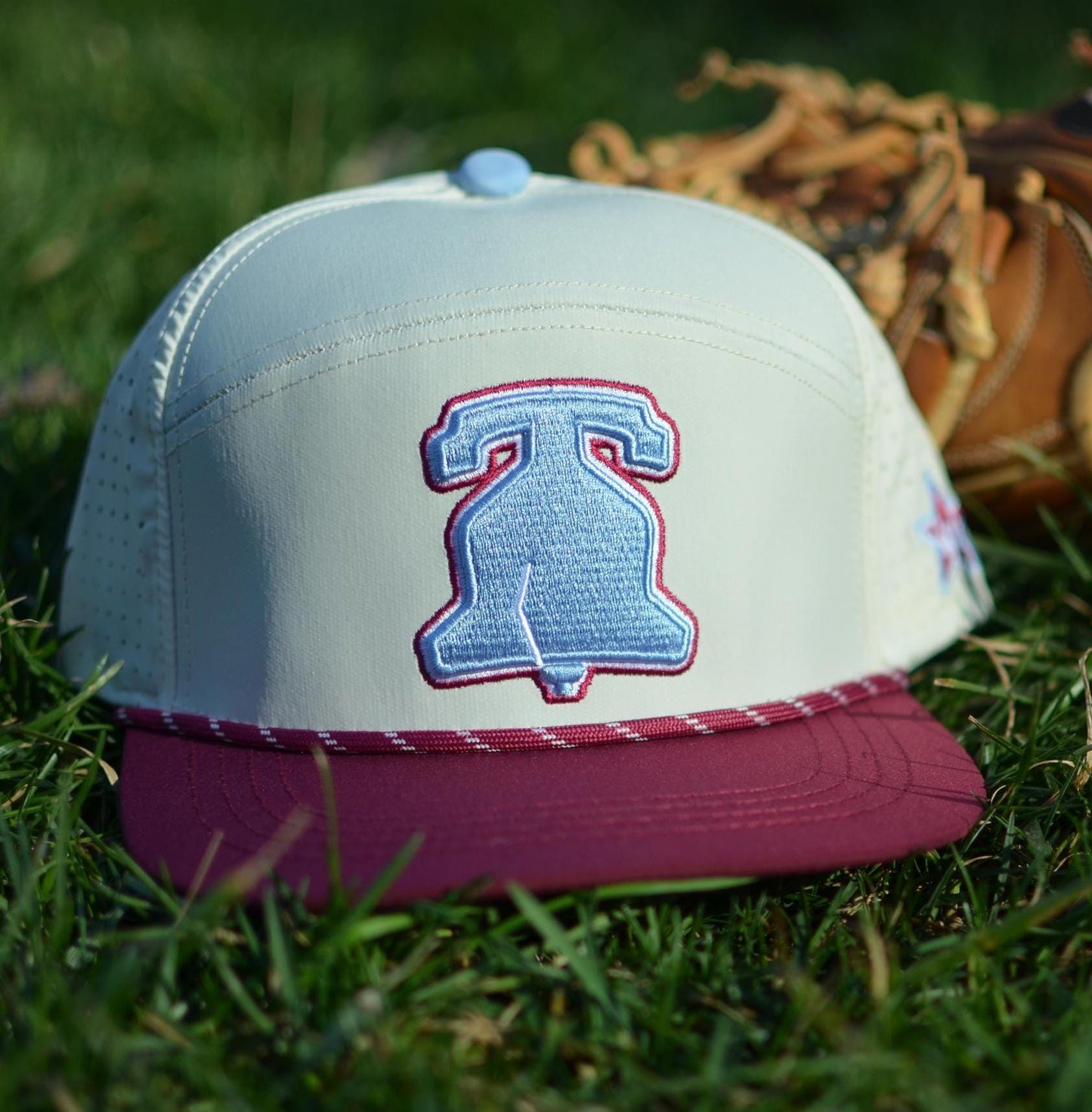 Philadelphia Liberty Bell Baseball Dark Red Throwback Snapback Rope Hat Gift