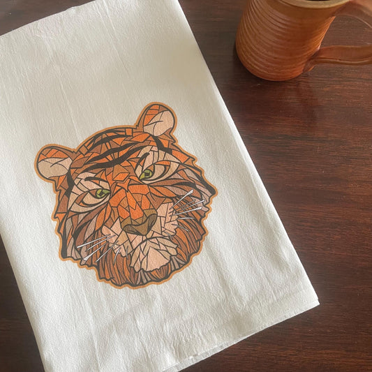 Mosaic Tiger 27"x27" Flour Sack Kitchen Towel | Bar Tea Home Bathroom
