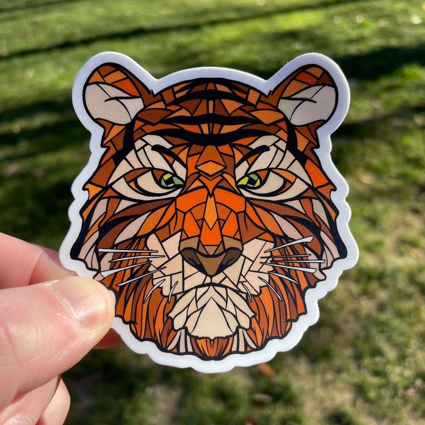 Mosaic Orange Tiger Sticker Decal | Animals Cute Farm Outdoor