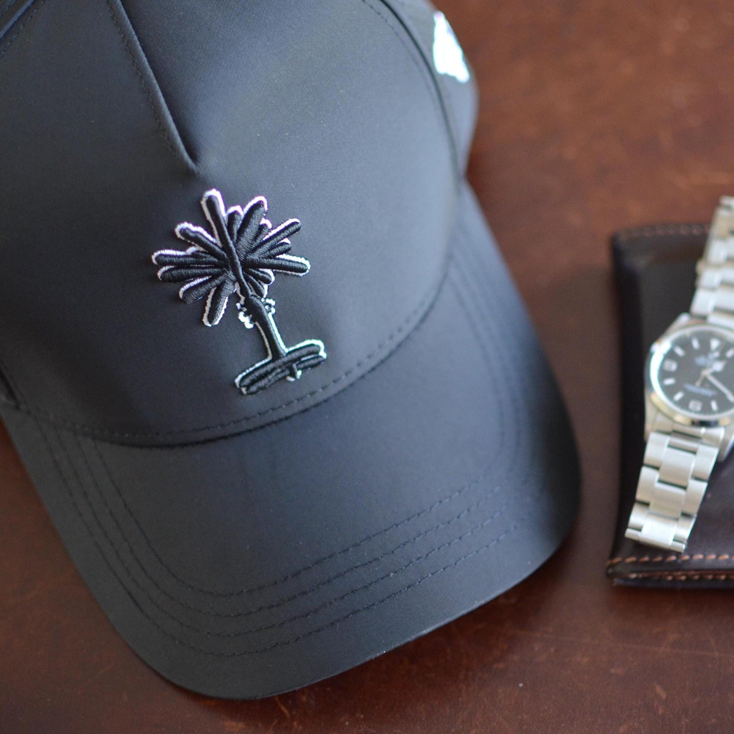 Curved "Stealth Black" South Carolina Palmetto Tree Embroidered Snapback | Football Gift Garnet Black Polyester Hat