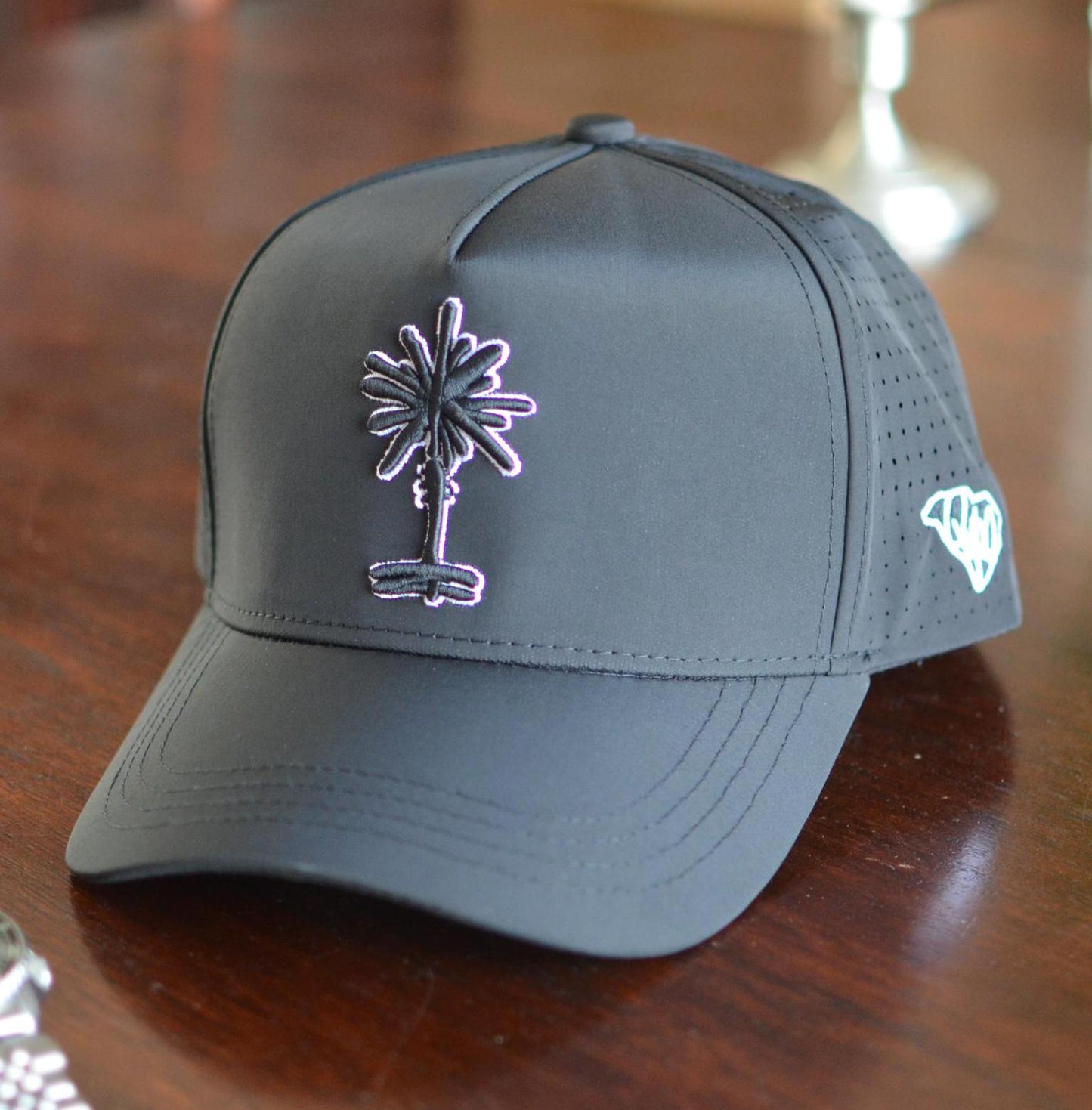 Curved "Stealth Black" South Carolina Palmetto Tree Embroidered Snapback | Football Gift Garnet Black Polyester Hat