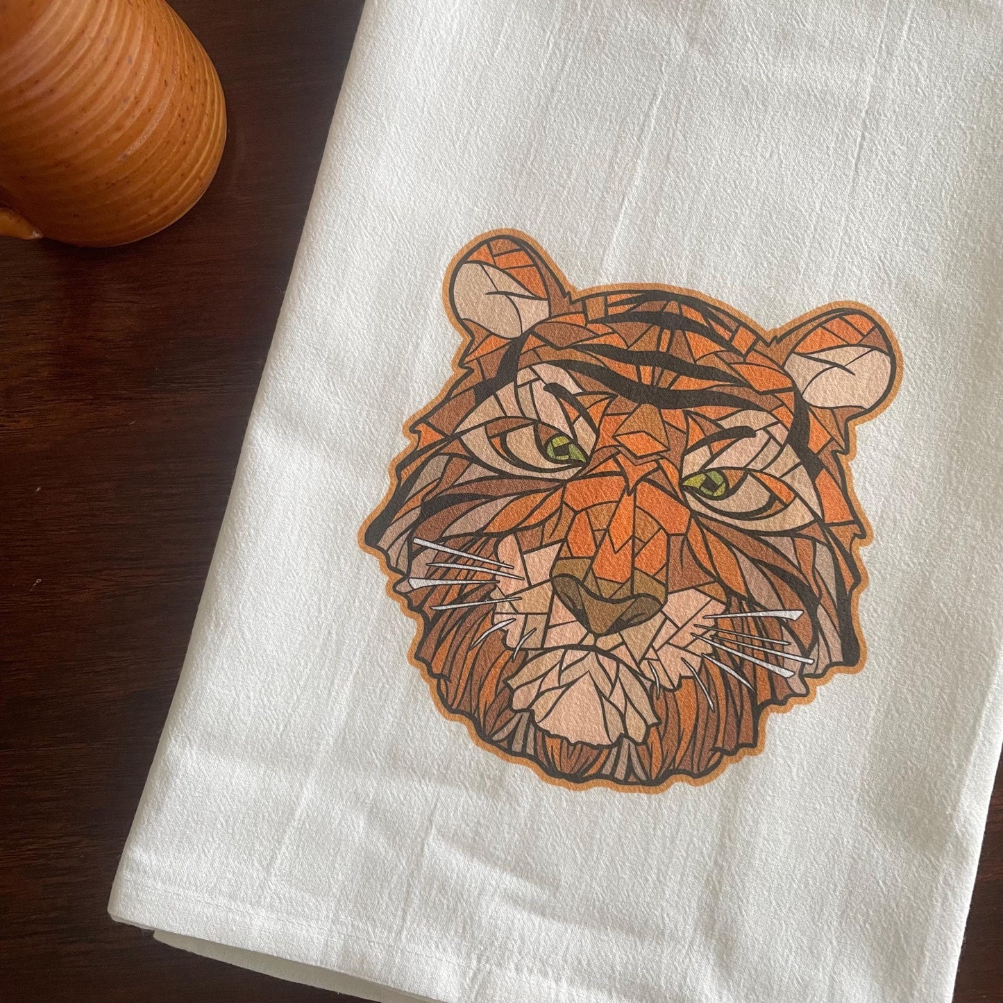 Mosaic Tiger 27"x27" Flour Sack Kitchen Towel | Bar Tea Home Bathroom