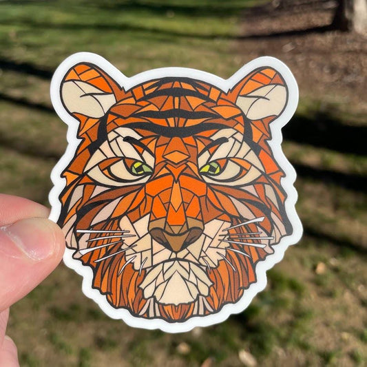 Mosaic Orange Tiger Sticker Decal | Animals Cute Farm Outdoor