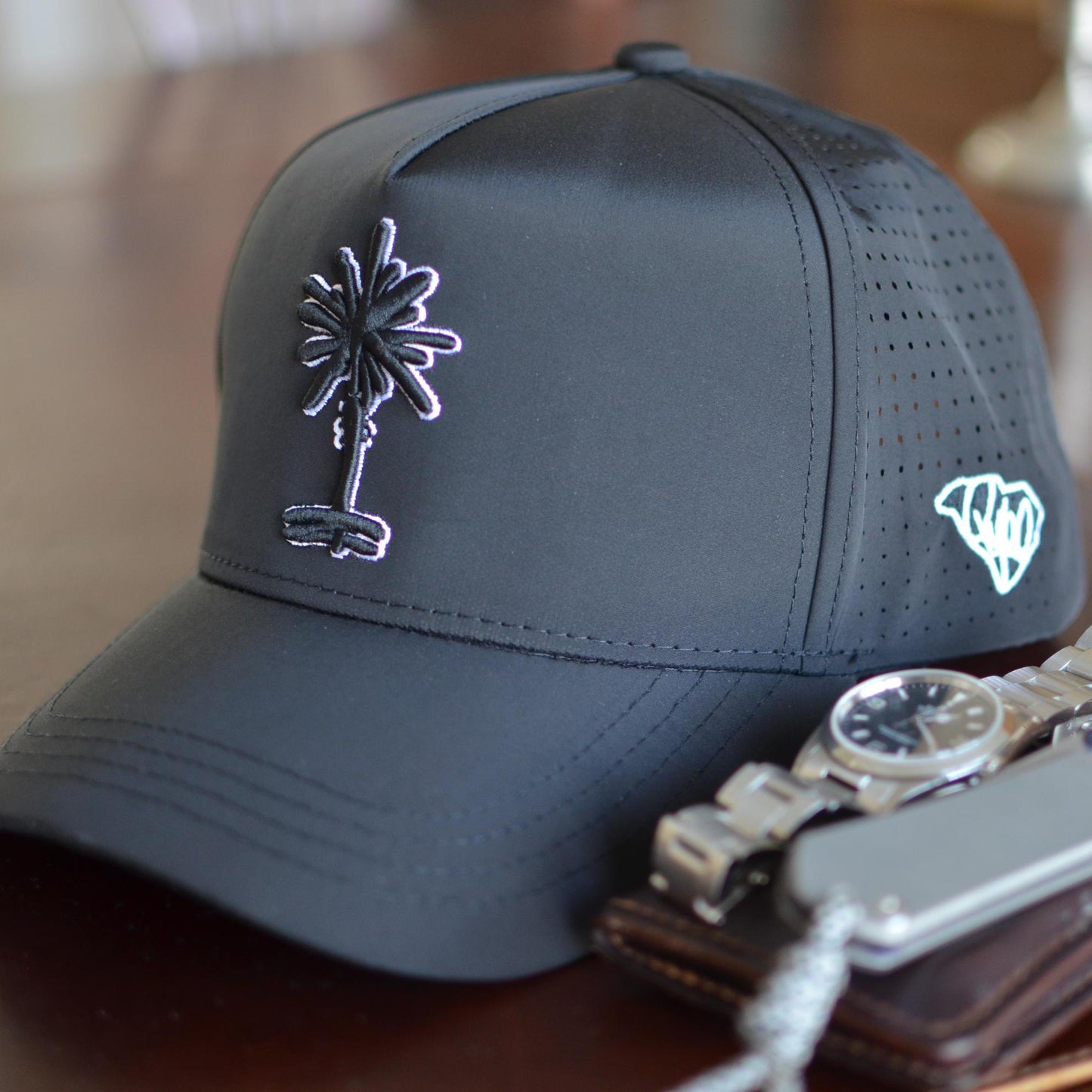 Curved "Stealth Black" South Carolina Palmetto Tree Embroidered Snapback | Football Gift Garnet Black Polyester Hat