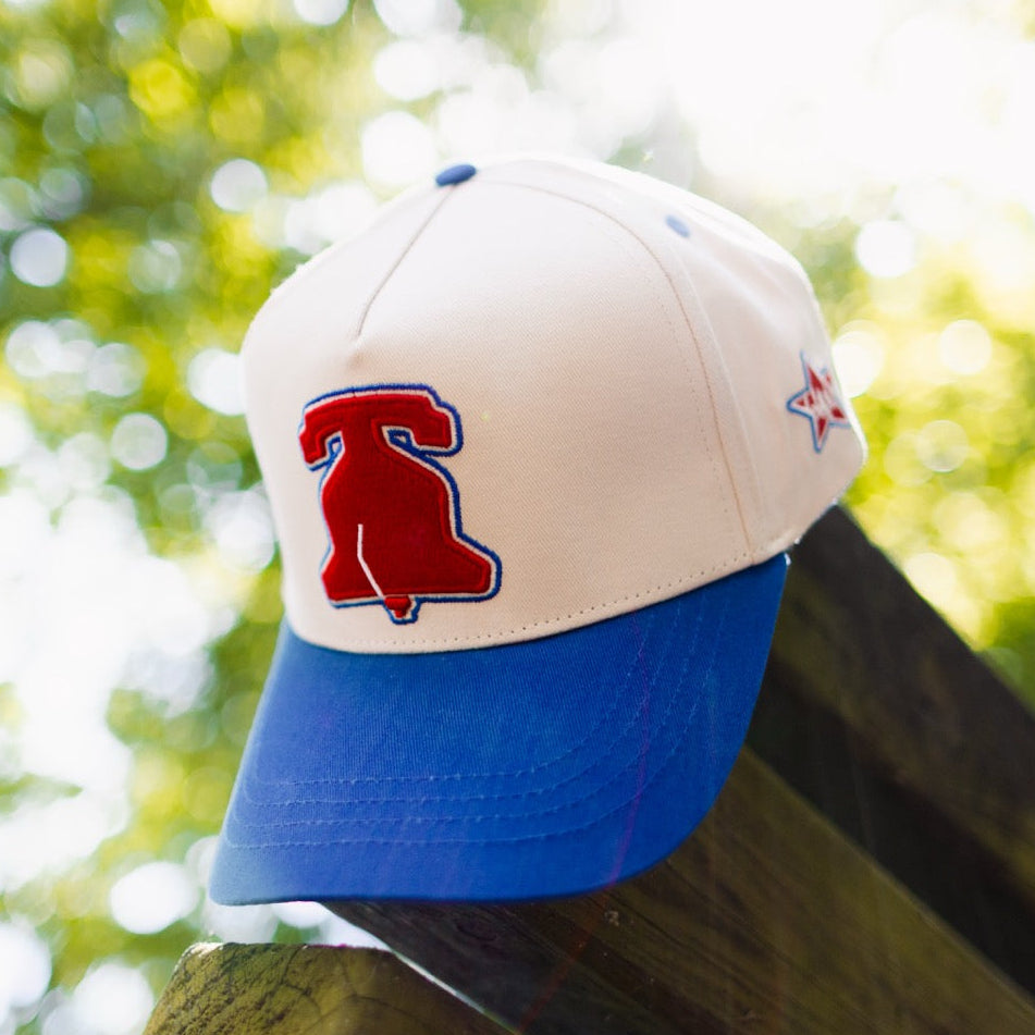 Curved Philadelphia Liberty Snapback Hat - Modern Blue