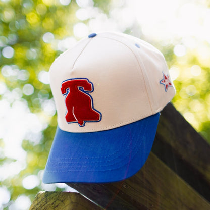 Curved Philadelphia Liberty Snapback Hat - Modern Blue