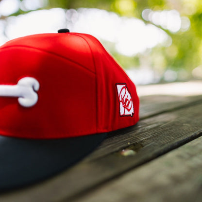 Red Georgia Dog Bone Snapback Hat