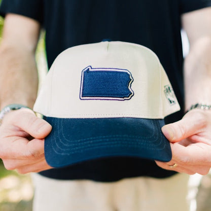 Curved State of Pennsylvania Blue Cotton Snapback Hat