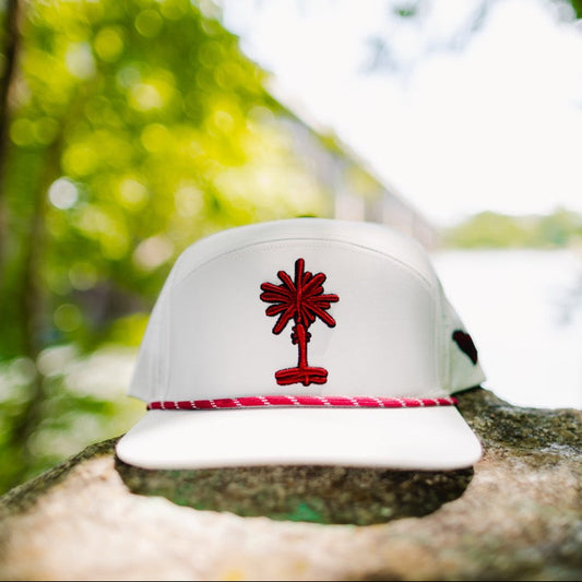 White South Carolina Palmetto Tree Embroidered Snapback