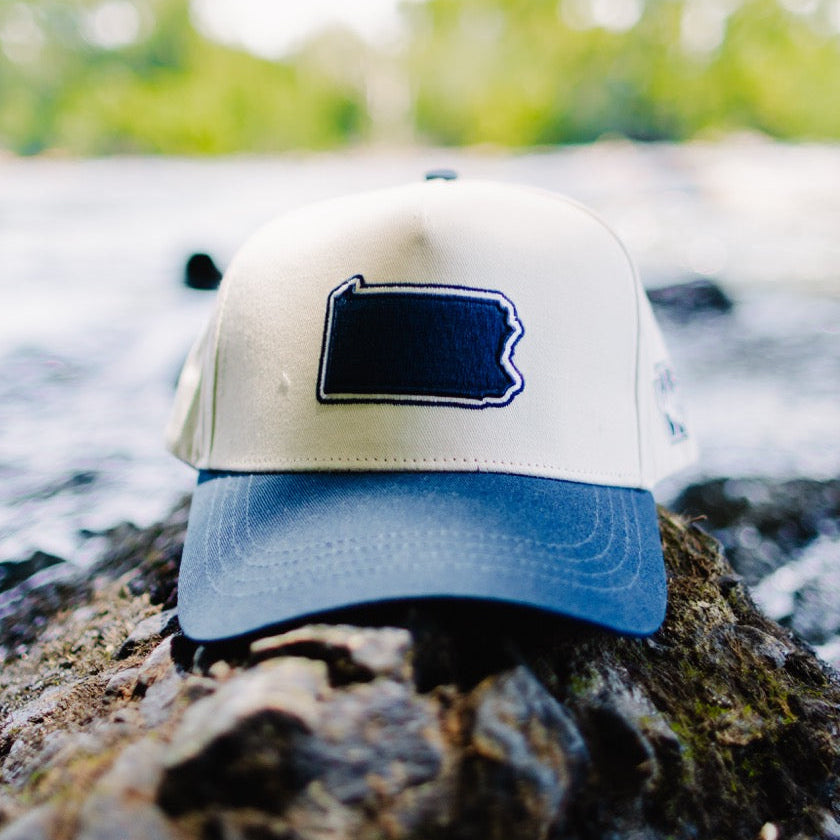 Curved State of Pennsylvania Blue Cotton Snapback Hat